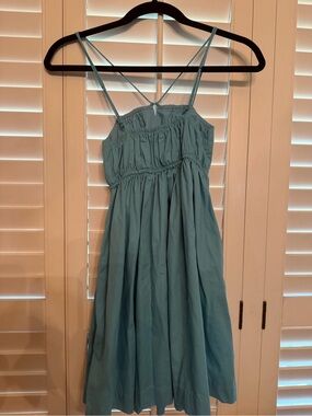 Abercrombie & Fitch Light Teal Spaghetti Strap Mini Dress